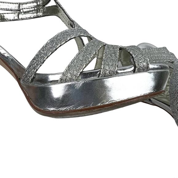 Alfani Women’s Tacy Silver Metallic Platform Strappy Formal Heels 8.5 - Picture 9 of 12